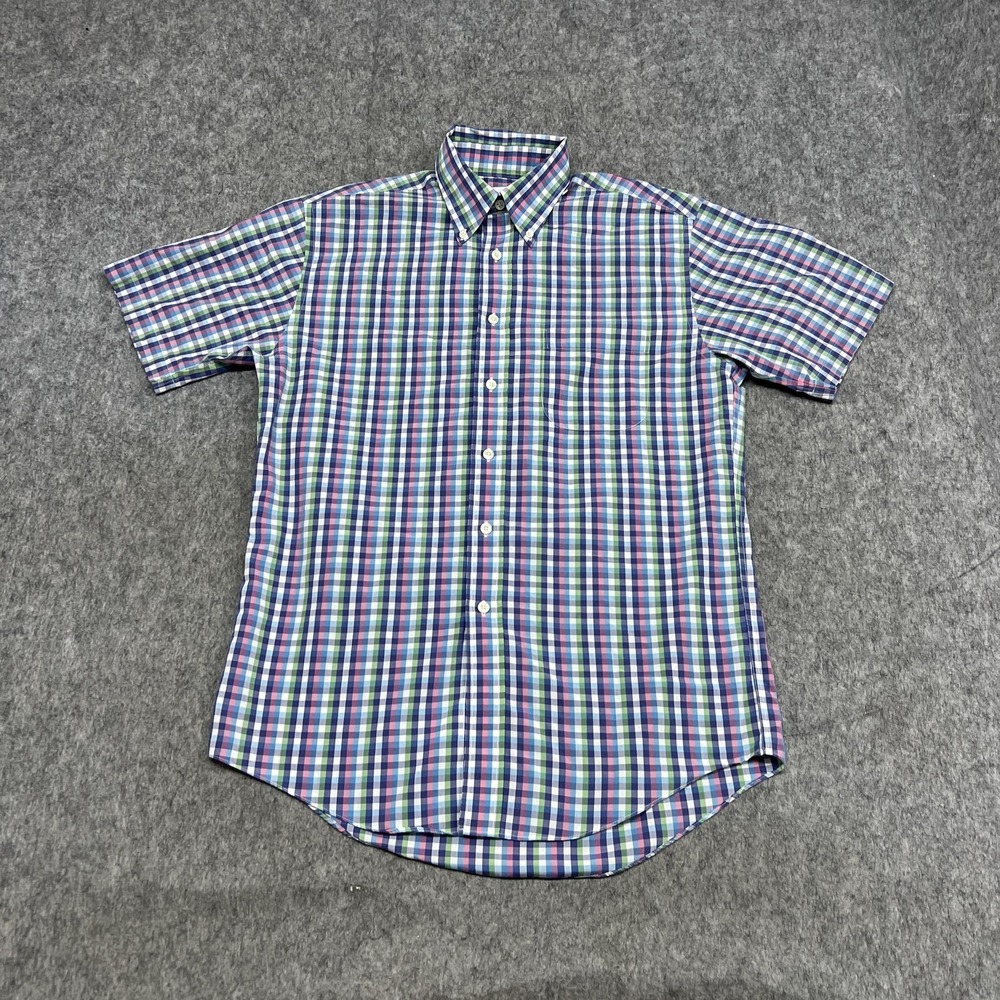 Brooks Brothers Shirt Mens S Multicolor Check Short Sleeve Button Casual Preppy